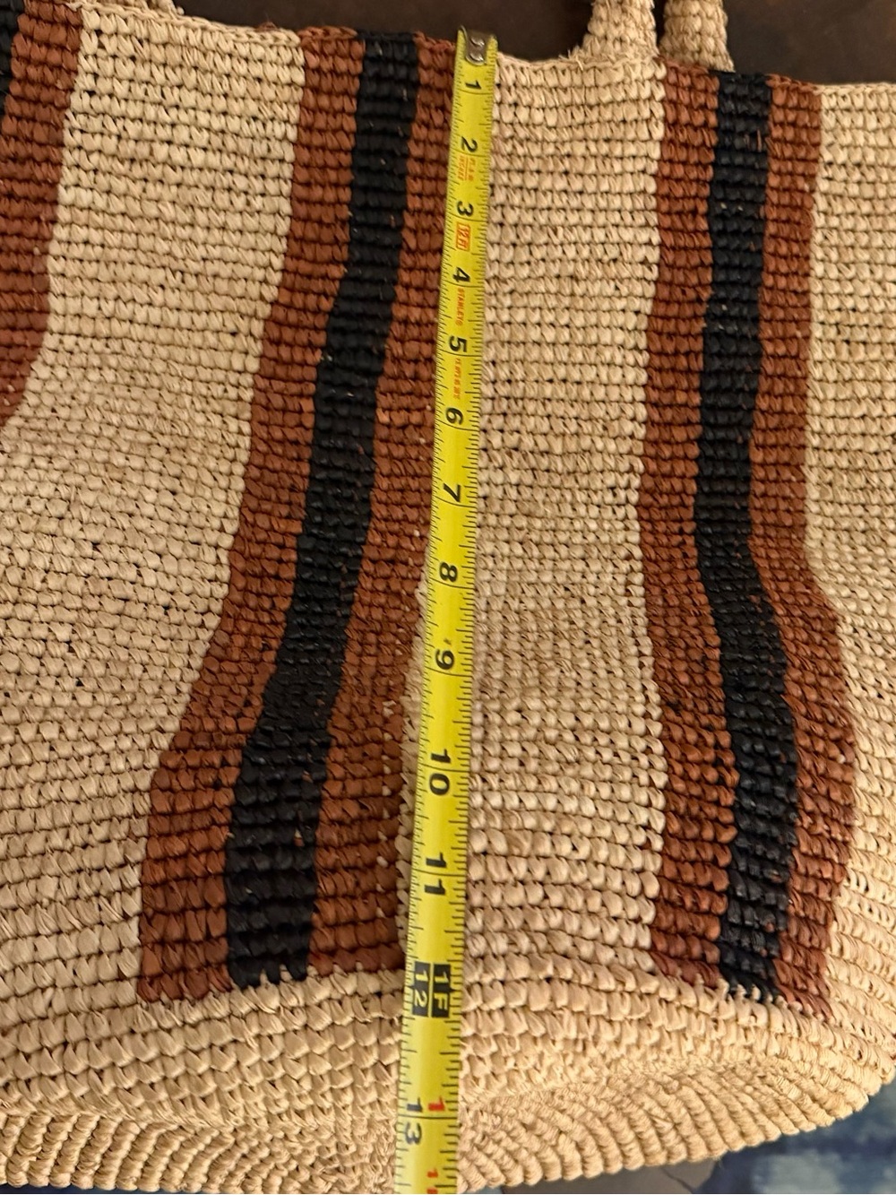 NWOT- Vitamin A Avalon Tote - Handwoven Chocolate Brown Stripe Raffia Bag - Picture 7 of 8